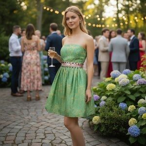 Anthropologie Plenty Tracy Reese Silk Bubble Dress Strapless Midi Size 4 Pleated